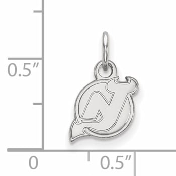 Rhodium Over Sterling Silver NHL LogoArt New Jersey Devils Extra Small Pendant