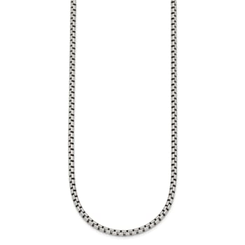 Sterling Silver Antiqued and Satin 3.2mm Box 16 Inch Chain