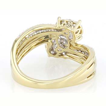 Cluster Bypass Lab-Grown Diamond Ring 0.75ctw In 14K Gold Over Sterling Silver