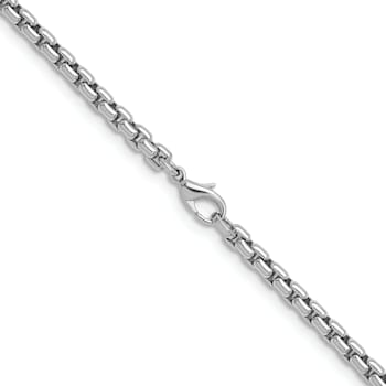 Rhodium Over Sterling Silver 6.0mm Box 30 Inch Chain