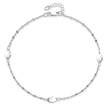 14K White Gold Polished with 1-inch Extension Anklet