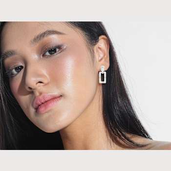 Sterling Statements Rhodium Over Sterling Silver Cubic Zirconia
Rectangular Dangle Earrings