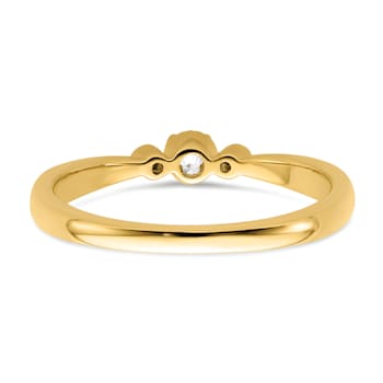 14K Yellow Gold Petite Beaded Edge Round Diamond Ring 0.1ctw