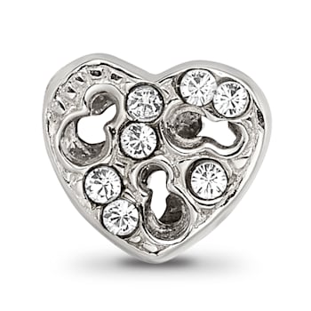 Sterling Silver Cut-out Heart and Preciosa Crystal Bead