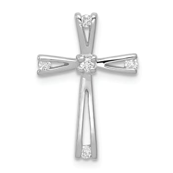 Rhodium Over 14k White Gold Diamond Cross Pendant