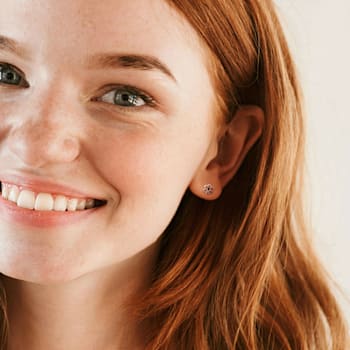Children's Pink Enamel Flower Stud Earrings in Sterling Silver