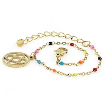 Bead Station Charm Bracelet In Gold-Tone 2mm