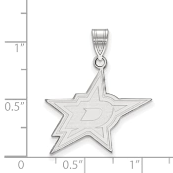 Rhodium Over Sterling Silver NHL LogoArt Dallas Stars Large Pendant
