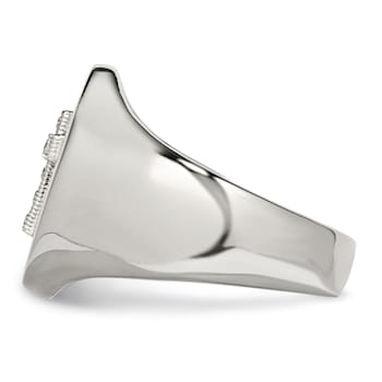 White Cubic Zirconia Stainless Steel Polished with Sterling Silver Cross
Men's Signet Ring