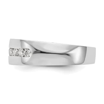 Rhodium Over 14K White Gold Lab Grown Diamond Men's Band