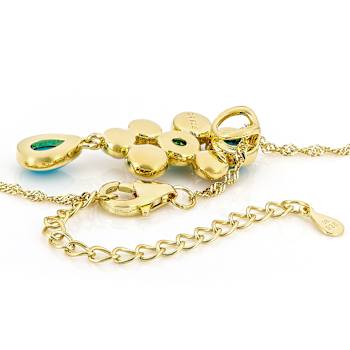 Turquoise And Cultured Seed Pearl Pendant Necklace In 18K Gold Over
Sterling Silver