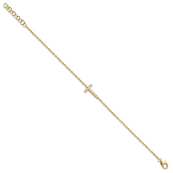 14k Yellow Gold Diamond Sideways Letter T Bracelet
