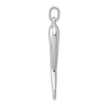 14k White Gold 3D Italian Horn Pendant