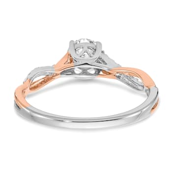 14K Two-tone Lab Grown Diamond Twist Design Complete Engagement Ring 0.62ctw