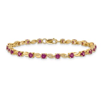 14k Yellow Gold Oval Ruby Bracelet