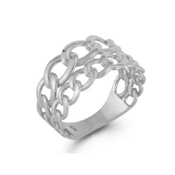 Sterling Statements Rhodium Over Sterling Silver Stacked Curb Ring