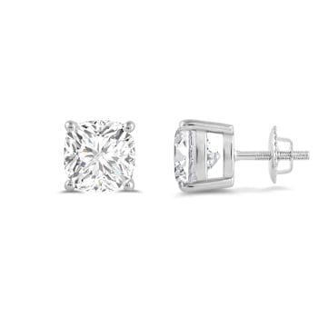 White Cubic Zirconia 14k White Gold Studs With Velvet Gift Box 3.00ctw