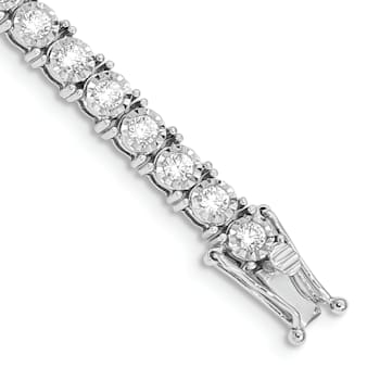 Rhodium Over 14k White Gold Illusion Setting Diamond Bracelet