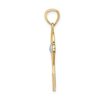 14k Two-tone Gold Textured Gold Tennis Pendant
