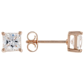 White Cubic Zirconia 18K Rose Gold Over Sterling Silver Stud Earrings 2.14ctw
