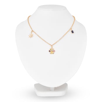 Multi-stone Paw Print Pendant Dog Mom Charm Pendant Gold Over Silver
Charm Pendant  Necklace