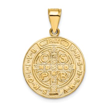 14K Yellow Gold San Benito 2 Sided Round Pendant