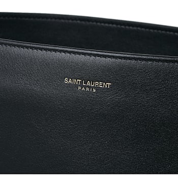 Saint Laurent Siena Ultra Lux Black Calf Leather Chain Shoulder Tote Bag