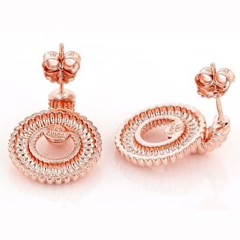 Copper Ribbed Door Knocker Earrings