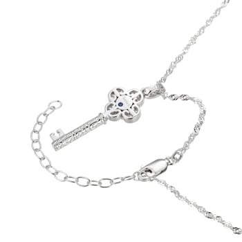 White Cubic Zirconia Platineve® Key Pendant With Chain 1.28ctw