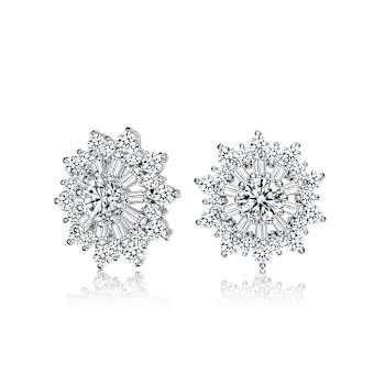 CZ Wreath Stud Earrings In Sterling Silver