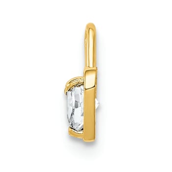 14K Yellow Gold Diamond Simulant Birthstone Heart Charm