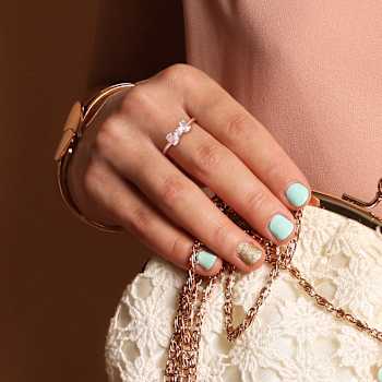 Morganite and Diamond 10K Rose Gold Bow Ring 1.015ctw