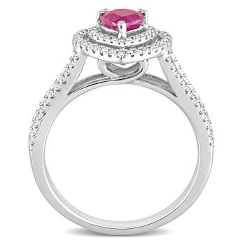 Ruby and Diamond 14K White Gold Ring 0.95ctw
