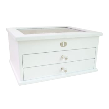 Mele and Co Large Lili Glass Top Wooden Jewelry Box
