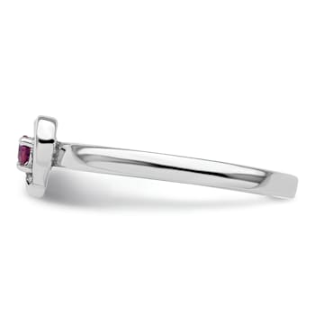 Sterling Silver Stackable Expressions Rhodolite Heart Ring 0.09ctw