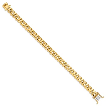 14k Yellow Gold and 14k White Gold 8.7mm Hand-polished Miami Cuban Link Bracelet