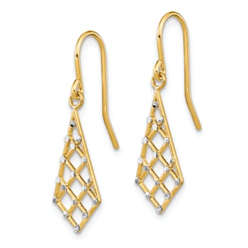 14k Yellow Gold and Rhodium Over 14k Yellow Gold Diamond-Cut Small
Criss-Cross Wire Earrings