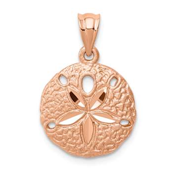 14k Rose Gold Brushed and Diamond-Cut Sand Dollar Pendant
