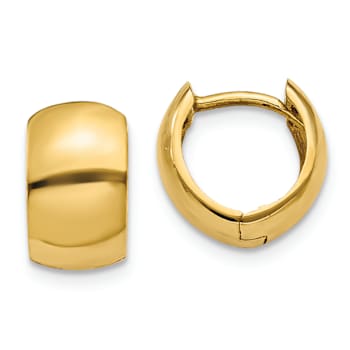 14k Yellow Gold 3/8" Round Hinged Hoop Earrings