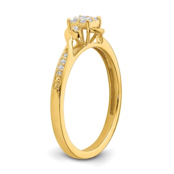 10K Yellow Gold Lab Grown Diamond Cluster Engagement Ring 0.19ctw