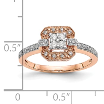 14K Rose Gold Diamond Cluster Engagement Ring 0.19ctw