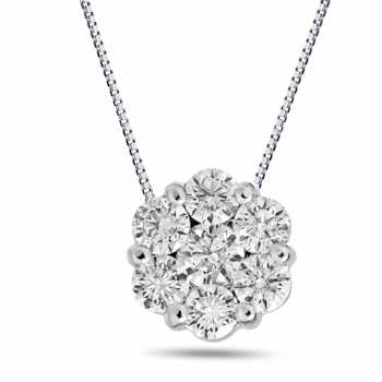 1.00ctw Diamond Cluster Pendant in 14k White Gold