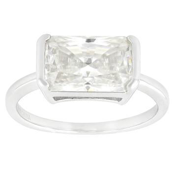 Moissanite Radiant-Cut Solitaire Ring In Platinum-Enhanced Sterling
Silver 4.00ctw Diamond Equivalent Weight
