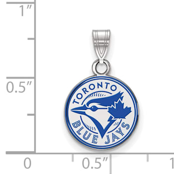 Rhodium Over Sterling Silver MLB LogoArt Toronto Blue Jays Enamel Pendant