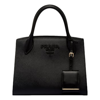 Prada Monochrome Saffiano Top Handle Crossbody Tote Bag Black