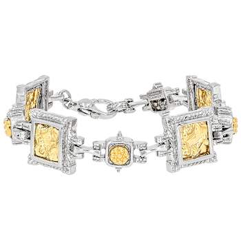 Two-tone Venetian Glass Bracelet In 18K Gold And Sterling Silver