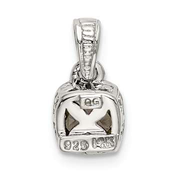 Rhodium Over Sterling Silver with 14k Accent Aquamarine Pendant