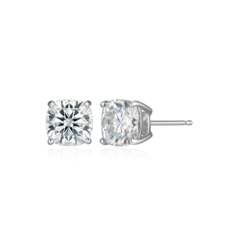 Square Cushion Cut Moissanite Platineve Stud Earrings 2.60ctw DEW