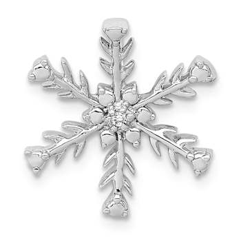 Rhodium Over 14k White Gold Diamond Snowflake chain slide