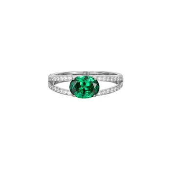 Green And White Cubic Zirconia Platinum Over Sterling Silver Ring 2.27ctw